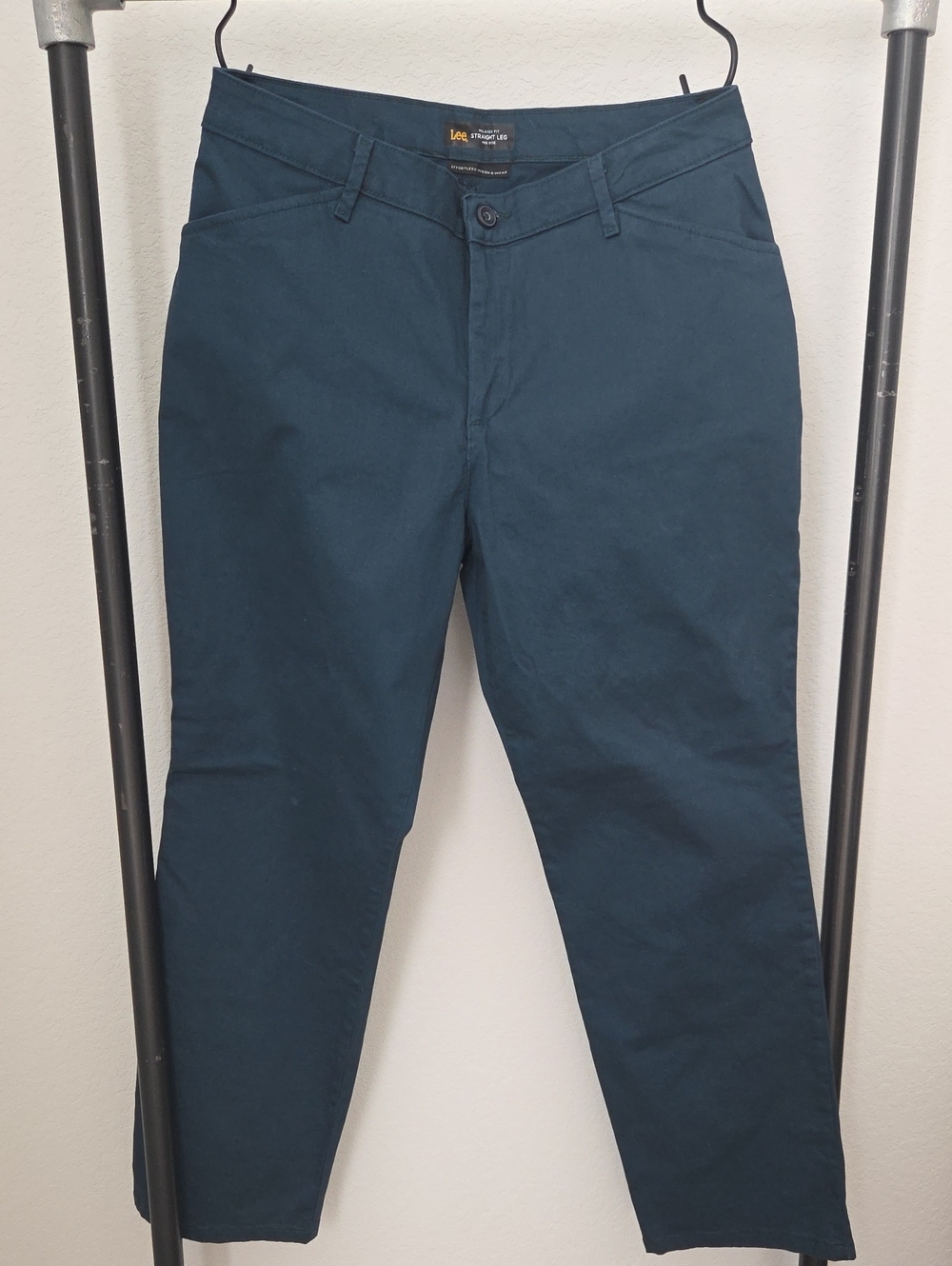 Lee Women's Straight Leg Trousers Relaxed Fit Teal 10 Short Pants Casual Chino